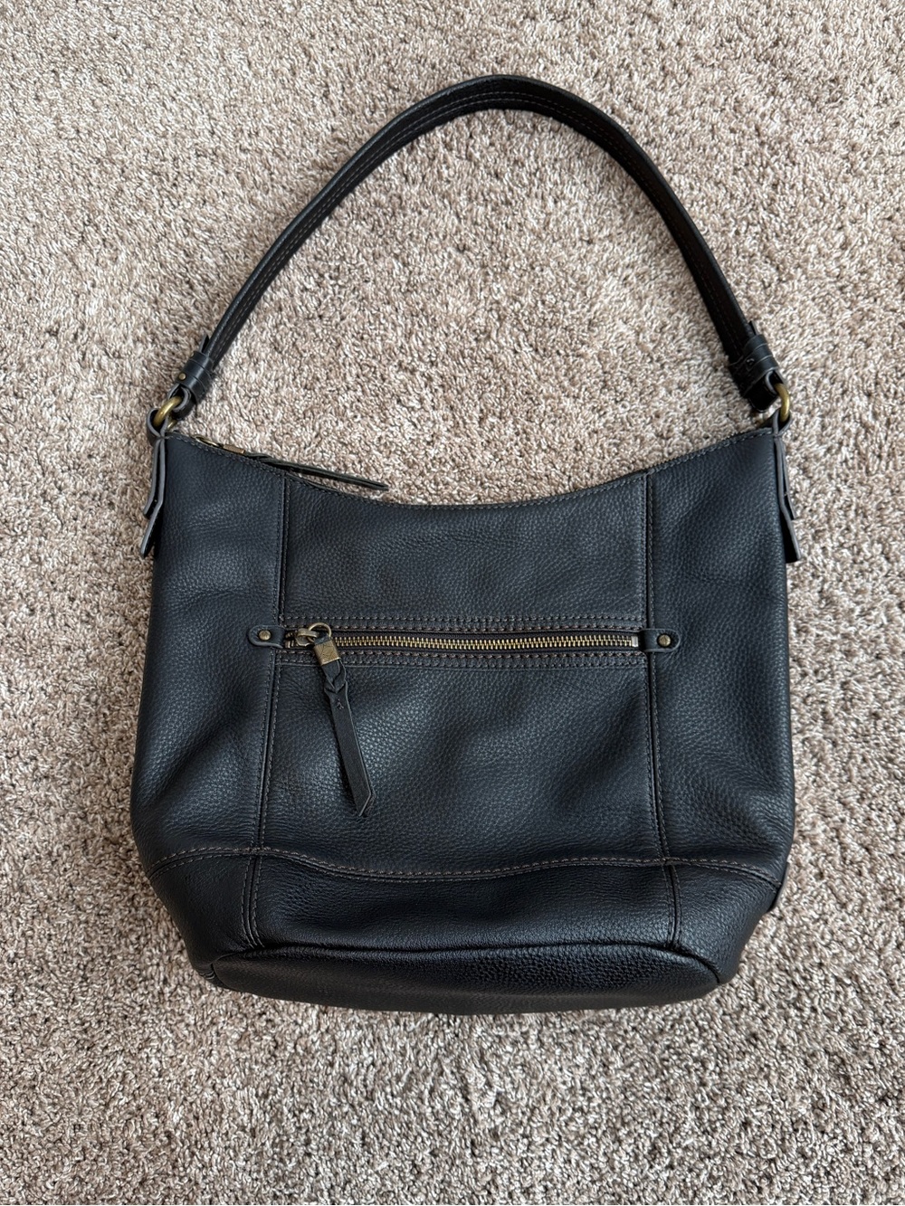 The Sak Black Pebbled Leather Sequoia Hobo Shoulder Bag Purse One Strap Pockets